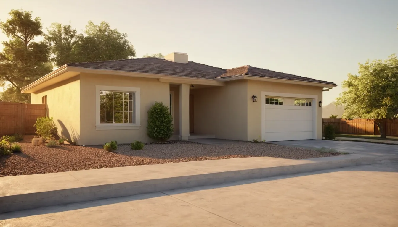 Stucco ranch home with an outdoor AC unit in Orange